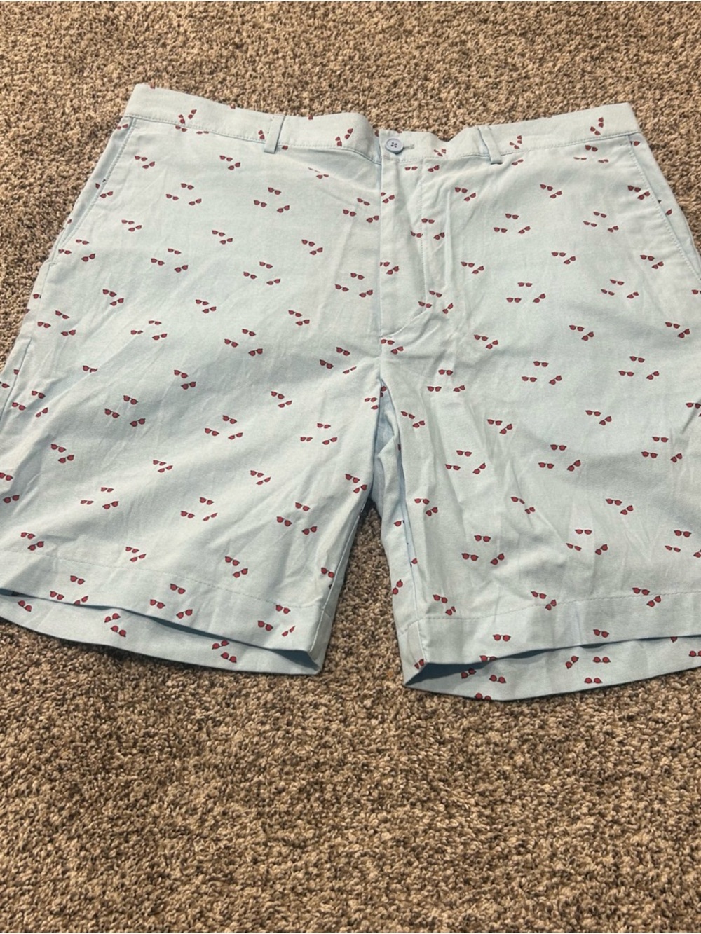 Savane Golf Men’s Shorts Blue Red Sunglasses Print All Over Flat Front Sz 38